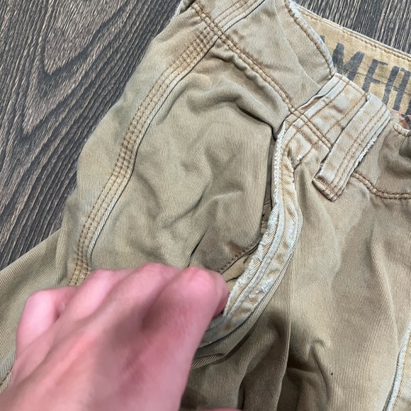 American Eagle Chino Khaki Shorts Longer Length Pockets Casual Tan Size 28 - Picture 8 of 8